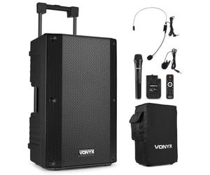 Vonyx VSA500-BP Enceinte Sono Portable 12" 800W BT avec Micros et Housse