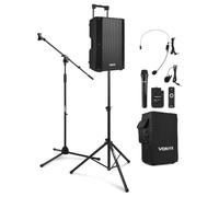 Vonyx VSA500-BP Enceinte Sono Portable 12" avec Pieds d'Enceinte et Micro, Housse