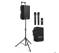 Vonyx VSA500 Pack Sono Portable 800W avec Housse et Pied d'Enceinte, Autonomie jusqu'à 8 Heures, Idéal pour les Animations Mobiles