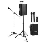 Vonyx VSA500 Pack Sono Portable avec Housse, Pied Enceinte et Pied Micro | Sono sur Batterie, Bluetooth, Transport Facile et Sécurisé, Autonomie jusqu'à 8 Heures, Idéal pour les Animations Mobiles
