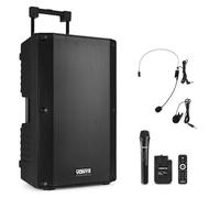 Vonyx VSA700-BP Enceinte Sono Active 1000W - Batterie Intégrée, Haut-Parleur 15", Micro-Casque, Bluetooth, 8 Heures d'Autonomie, Idéale pour Vos Conférences ou pour Diffuser de la Musique