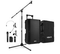 Vonyx VSA700-BP Enceinte Sono Portable 15"" 1000W avec Pied de Micro Housse Micro Main UHF Micro Serre-Tête Micro Cravate