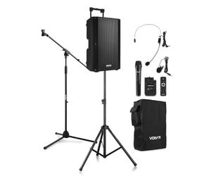 Vonyx VSA700-BP Enceinte Sono Portable 15" 1000W avec Pieds, Micros et Housse