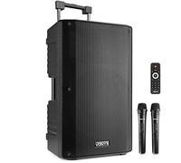 Vonyx VSA700 Enceinte Sono Active 1000W 15" Batterie BT | Performance Sonore Puissante pour Conférences et Événements, 2 Micros Mains Inclus, Utilisation Mobile et Autonomie 8H