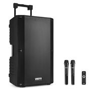 Vonyx VSA700 Enceinte Sono Active 1000W - Batterie Intégrée, Haut-Parleur 15", 2 Micros Main, Bluetooth, 8 Heures d'Autonomie, Idéale pour Vos Conférences ou pour Diffuser de la Musique