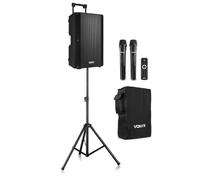 Vonyx VSA700 Enceinte Sono Portable 15" 1000W avec Pied d'Enceinte et Housse