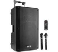 Vonyx VSA700 Sono portable 1000 Watts - Batterie intégrée, haut-parleur 15, 2 microphones sans fil, Bluetooth 5.0 Noir