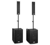 VONYX VX1080BT Pack Sono DJ Actif 2.2 avec Double Subwoofer 15 Pouces, Enceintes 4x4.5, Bluetooth 5.3, USB, Micro, Trépieds, Idéal pour DJ, Soirées, Karaokés, Événements et Présentations