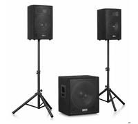 Vonyx VX1218BT Pack Sono 2.1 Complet 1200W avec Subwoofer 18 Pouces et Enceintes 12 Pouces, Bluetooth 5.3, USB, SD, Pieds et