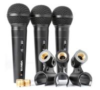 Vonyx Microphones dynamiques VX1800S – Ensemble 3 pièces, chant et instruments, SPL élevé