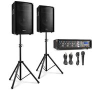 VONYX Système de sonorisation VX210 – 800 W, Bluetooth, 2 enceintes, trépieds réglables