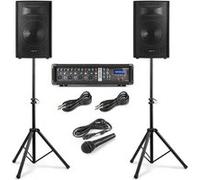VONYX Système de sonorisation VX210 – 800 W, Bluetooth, 2 enceintes, trépieds réglables