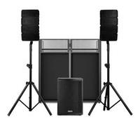 Vonyx VX915 - Système Sono Line Array 1400W avec Subwoofer 15"" + DJ Booth - Pack DJ Complet avec Stands