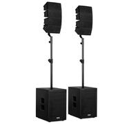 Vonyx VX922 Kit complet de système PA mobile Line Array actif avec Bluetooth, enceintes DJ 1600 W, système de sonorisation de haut-parleurs PA, 8 haut-parleurs supérieurs, 2 caissons de basses, câbles
