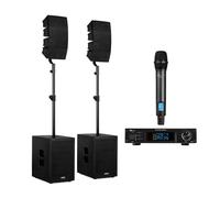 VONYX VX922 Système Sono Line Array 1600W avec Subwoofers 12" + Micro UHF sans Fil, Pack DJ Chanteur Complet