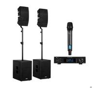 Vonyx VX922 - Système Sono Line Array 2.2 1600W avec Subwoofers 12"" + Micro UHF - Pack DJ Chanteur Complet