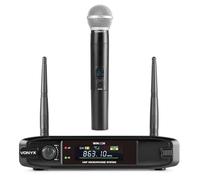 Vonyx WM42H Micro Sans Fil UHF avec Récepteur, Chant et Discours | Micro main dynamique avec écran couleur, sortie XLR et jack 6,35 mm pour karaoké, présentation, animation et scène