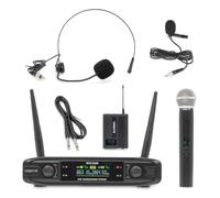 Vonyx WM42HB Micro Sans Fil UHF avec Micro Main et Micro-Casque | Système double canal avec micro main, émetteur ceinture et serre-tête pour chant, présentation, animation et discours