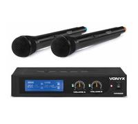Microphone Vonyx WM522 - Set de 2 microphones sans fil - 2 Canaux, système VHF avec valise de transport fournie