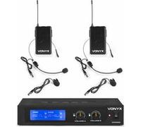 Vonyx Kit oreillette sans fil VHF WM5522B – 4 microphones – Récepteur UHF – Idéal pour conférences