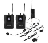 VONYX WM552B Double Microphones sans Fil UHF et Émetteur BodyPack 10 Canaux