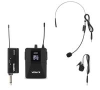 VONYX WM55B Ensemble Microphone sans Fil UHF et Émetteur BodyPack 10 Canaux | Micro Casque et Cravate pour Plateaux TV, Productions et Animateurs, Transmission Sans Fil Stable et Usage Professionnel