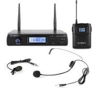 Microphone sans fil UHF - VONYX - WM61B - 16 canaux - Inclus micro-casque et micro-cravate - Câble jack 6 3 mm