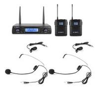 Microphones sans fil UHF Vonyx WM62B - 16 canaux - 2 micros casque - 2 micros cravate
