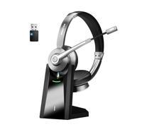 Vonztek Casque Bluetooth sans fil avec microphone, suppression du bruit et sourdine, casque sans fil avec microphone avec dongle USB et station de chargement pour bureau, Skype Zoom, réunion