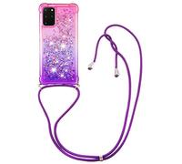 VooDirop Chaîne de téléphone Portable Compatible avec Samsung Galaxy S20 Plus, Coque de Protection à Paillettes Liquide avec chaîne de Protection Souple et Flexible en TPU Transparent