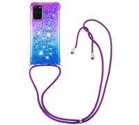 VooDirop Chaîne de téléphone Portable Compatible avec Samsung Galaxy S20 Plus, Coque de Protection à Paillettes Liquide avec chaîne de Protection Souple et Flexible en TPU Transparent
