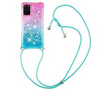 VooDirop Chaîne de téléphone Portable Compatible avec Samsung Galaxy S20 Plus, Coque de Protection à Paillettes Liquide avec chaîne de Protection Souple et Flexible en TPU Transparent