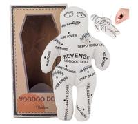 Voodoo Dolls 8, 5x5, 1 '' Poupée effrayante en coton polyester blanc avec des impressions difficiles Poupée effrayante Vengeance Poupées d'horreur négatives pour jouets et jeux de libération émotion