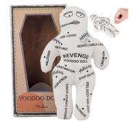 Voodoo Dolls 8, 5x5, 1 '' Poupée effrayante en coton polyester blanc avec des impressions difficiles Poupée effrayante Vengeance Poupées d'horreur négatives pour la libération émotionnelle Horreur