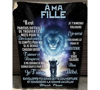 VOODUE Couverture pour à ma Fille, Cadeau de la Part d'un Père, Personnalisee Lettre à Ma Fille à Message en Français, Parfait pour Les Noël, Thanksgiving, Date d'anniversaire 130x150cm