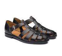 VOODUE Été hommes sandales en plein air antidérapant plage noir respirant plat pêcheur chaussures décontractées sandales grande taille (Color : Noir, Size : 44 EU)