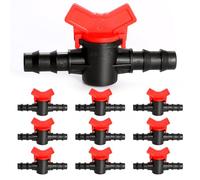 VooGenzek 10 Pièces 16mm Vanne Commutation d'Irrigation, Irrigation Pipe Valve Switch, Robinet Jardin en Plastique PE, Robinet Barbelé Double Mâle, pour L'irrigation des Pelouses de Jardin