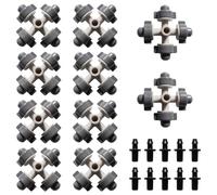 VooGenzek 10 Pièces Atomise à 4 Voies Buse, Buse D'atomisation Croisée en Plastique, Jardinage Serre Atomisation Micro Buse avec Connecteur Barbelé, pour Jardin, Pelouse, Gris Foncé