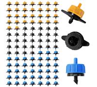 VooGenzek 100 Pièces 3 Tailles 0.5/1/2 GPH Goutteurs Compensateurs de Pression, 1/4 Pouce Goutteur D'irrigation en Plastique, Arrosage de Jardin Goutteur à Compensation, pour Gazon de Jardin, 2/4/8 L