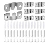 VooGenzek 14 Pièces Supports de Montage Encastrés, Boucle Quincaillerie Murale en Acier Inoxydable, Supports Encastrés pour Cadre Photo, Mural Cintre Photo, avec 28 Vis, Argent 44 x 19 mm