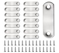 VooGenzek 15 Pièces 56x16x2 mm Equerre de Fixation Plats, Supports Plats Droits en Acier Inoxydable, Plaques de Fixation Plates, Réparation Support Plat, avec 30 Pièces Vis, pour Meubles en Bois