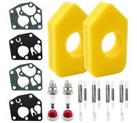 VooGenzek 16 Pièces Kit d'entretien pour Tondeuse, Bougies d'allumage L7T, Pompe D'amorçage 694394, Ressorts Régulateur 692211 691859, 698369 Filtre à air en Mousse, Carburateur Diaphragme