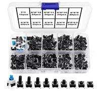 VooGenzek 190 Pièces Interrupteurs à Bouton Poussoir Tactiles, Kit de Assortiment de Interrupteurs 10 Valeurs, (6×6 mm 7×7 mm) Bouton Poussoir Momentanés