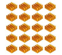 VooGenzek 20 Pièces Ailettes Refroidissement Aluminium, Module Radiateur Ailettes, Refroidisseurs Transistor, avec Ruban Thermique, pour Refroidissement des Composant Électronique, 14*14*7 mm, Doré