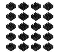 VooGenzek 20 Pièces Ailettes Refroidissement Aluminium, Module Radiateur Ailettes, Refroidisseurs Transistor, avec Ruban Thermique, pour Refroidissement des Composant Électronique, 14*14*7 mm, Noir