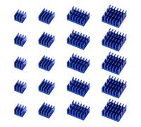 VooGenzek 20 Pièces Ailettes Refroidissement Aluminium Trousse, Refroidisseurs Transistor, Module Radiateur Ailettes, avec Ruban Thermique, pour Refroidissement des Composant Électronique, Bleu