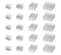 VooGenzek 20 Pièces Ailettes Refroidissement Aluminium Trousse, Refroidisseurs Transistor, Module Radiateur Ailettes, avec Ruban Thermique, pour Refroidissement des Composant Électronique, Argent