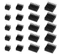 VooGenzek 20 Pièces Ailettes Refroidissement Aluminium Trousse, Refroidisseurs Transistor, Module Radiateur Ailettes, avec Ruban Thermique, pour Refroidissement des Composant Électronique, Noir