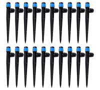VooGenzek 20 Pièces Goutteur Irrigation Réglable pour Tube 4/7 mm, 360 Degrés Micro Asperseur Goutte à Goutte avec Connecteur Barbelé & Piquet de Support, Goutteur D'irrigation Insertion, Bleu