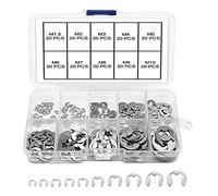 VooGenzek 200 Pièces Bague de Retenue Eexterne Snap Kit, En Acier Inoxydable E-Clip Anneau de Retenue Externe Snap Kit, 10 Tailles M1.5/2/3/4/5/6/7/8/9/10 avec Boîte en Plastique
